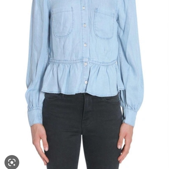 Frame Denim Double Pocket Peplum Blouse - Picture 2 of 5